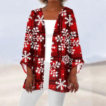 Naiste vabaaja moe j&otilde;ulutr&uuml;kiga kerge keskmise pikkusega jakkkardigan XL