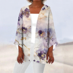 Naiste vabaaja mood tr&uuml;kitud kerge keskmise pikkusega jope kardigan XXXL