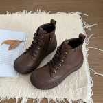 Uued Nahast Ankle Boots Naiste Paeltega Veekindlad Kingad Daamide Laiema Liistuga L&uuml;hikesed Saapad Naine Oxford Kingad Pruunid Saapad 35 pruun