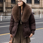Streetwear Suure karvakraega udusulega puuvillase polsterdusega jakk Naiste talvine l&uuml;hike parka Paks soe mantel Naiste moer&otilde;ivad XL kohv