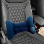 Inflatable Travel Pillow H Shaped Ergonomic Easy to Carry Cushion Back for Airplane Fishing Flocking Blue