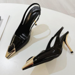 Suvine Komplekt Teemantide Disain Luksuslikud Kontsad Naistele Elegantne Terava Ninaga &Otilde;huke Kontsaga Rihmadega Sandaalid Pulmakleidikingad Zapatillas De Mujer 35 must