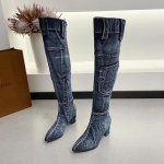 Moodsad Seksikad teksasaabaste naiste p&otilde;lvini saapad T&otilde;mblukk 6CM K&otilde;rge Kontsaga Naine Stiilsed Teksasaapad Daamide Denim Saapad Naiste Jalan&otilde;ud Cowboy 35 sinine