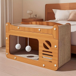 2-in-1 Kassi Voodi ja Kraapimispost - Suur Kassi Maja Ventilatsiooniavadega, Vastupidav Seinale Paigaldatav Ruumis&auml;&auml;stlik Disain Sisekassidele, Lemmiklooma Voodid Kassidele 22.05*11.02*11.81in