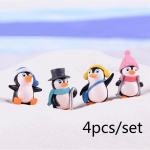 4 tk/komplekt DIY k&auml;sit&ouml;&ouml; Mini talvine pingviin Miniatuurne figuur J&otilde;ulukujud Haldjaaia Gnoomid Sammal Terrariumid Dekoratsioon