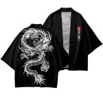 Traditsiooniline Samurai Kimono Meeste Jaapani Anime Draakoniprint Cosplay Haori Naiste kardigan Yukata S&auml;rk Suvine R&uuml;&uuml; 5XL must