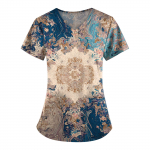 Suures suuruses tr&uuml;kitud Scrub T&ouml;&ouml;vormi topid V-kaelusega naiste l&uuml;hikeste varrukatega l&otilde;busad T-s&auml;rgid Taskutega t&ouml;&ouml;riiete s&auml;rk XL taevasinine v&auml;rv