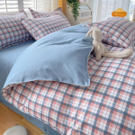 Ruuduline Triibuline Voodilina Tekikate Twill Paksenenud Tekikate Voodipesu Tekikate Kolmeosaline Voodilinasari 1.2m bed three-piece set
