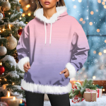 Women's casual fleece-lined hoodie with long sleeves and pockets, a sweatshirt top M