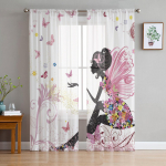 Roosa multifilmi lossi valge t&uuml;ll l&auml;bipaistva akna kardinad elutuppa magamistuppa Moodne t&uuml;ll Voile kardinad kardinate kaunistus 1 PCS W100XH250cm&Grommet Top