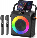 Karaoke masin 2 juhtmevaba mikrofoniga t&auml;iskasvanutele, Bluetooth 5.3 k&otilde;lar uuendatud subwooferi ja bassi v&otilde;imendusega | Kodupidu helis&uuml;steem