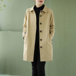 Naiste suuremate suuruste pestud puuvillane trenchcoat, keskmise pikkusega, lai l&otilde;ige, Korea stiilis, kevadeks ja s&uuml;giseks. M (approx. 45-57 kg) khaki