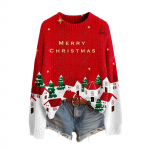 Naiste naljakas naiste j&otilde;ulukampsun &uuml;mara kaelusega j&otilde;ulukampsun j&otilde;uluriietus kole kampsun j&otilde;ulukost&uuml;&uuml;m M punane