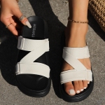 Naiste platvormpl&auml;tud k&otilde;rge kontsaga tasap&otilde;hjalised suvejalatsid uued vabaaja kontsaga sandaalid slaidid naistele v&auml;listingimustes pl&auml;tud Mujer 36 beež