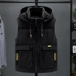 Suur Suurus 8XL Moodsad Talvised Soojad Vestid Meestele &Uuml;ler&otilde;ivad Kapuutsiga Vabaaja Paksud Varrukateta Parkad Meeste Vest 6XL must