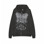 Y2K Grunge Punk Liblikaprindiga Lukuga Kapuutsiga Pusad Mall Goth T&auml;navamood Must Kapuutsiga Mantel Pikkade Varrukatega S&uuml;gis Vaba Jakk XL must