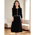 Prantsuse Romantiline Retro Kleit Uus Stiil S&uuml;gis-Talv Stiil V&ouml;&ouml;kohta r&otilde;hutav &Uuml;he n&ouml;&ouml;biga A-l&otilde;ikeline Seelik 2XL