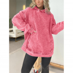 Denim Hoodie Naiste dressipluus Pullover Kapuutsiga Y2K Topid H&auml;das pestud lahtised kevadised t&auml;navar&otilde;ivad XXL arbuusipunane v&auml;rv