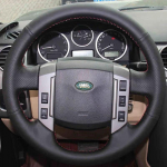 Must kunstnahast k&auml;sitsi &otilde;mmeldud auto rooliratta kate Land Rover Freelander 2 2007 2008 2009 2010 2011 2012-2018 jaoks Gray Thread