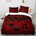 3D trummikomplekti tekikott kuninganna suurus mikrokiud rockmuusika teema klassikaline muusikariista tekikoti kate hip-hop grunge voodipesukomplekt EU Single(135x200cm)