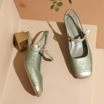Naiste slingback platvormkontsaga sandaalid, kinnine kandiline nina, madal konts, pulmapeo kleidikingad, suvised pandlaga rihmaga Mary Janes kingad naistele 34 roheline