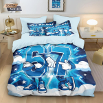 3 tk naljakas 67 elemendiga tr&uuml;kitud s&uuml;damikuta tekikoti komplekt, mitme suurusega magamistoa voodipesu kaunistus, mugav ja masinpestav 135x200cm-EU-Single&set