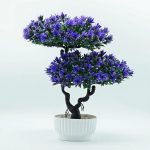 Kunstlill, K&otilde;rgus 31cm, Roheline, Xiangyun M&auml;nnipuu Bonsai, Kodu Kaunistus, Pulmastseen, Lauapealne Roheline Taim Potitaim lilla