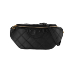 Tory Burch Fleming Volditud Tepitud T&otilde;mblukuga Napa Nahast Mini &Otilde;la Crossbody Kott Naiste kotid Must 160132-001 Basic Set (Bag+Dust Bag)