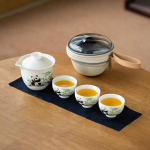 5 tk KOMPLEKT Armas J&auml;nese Reisi Tee-komplekt Kaasaskantav Telkimine V&auml;ljas Keraamiline Tee-komplekt 1 Kann 3 Tassi