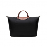 Longchamp Le Pliage 45 Originaal Taaskasutatud Pol&uuml;amiidist L&otilde;uend ja Suur Veisenahast Reisi T&otilde;mblukuga Kott Naiste T&otilde;mblukuga Kott Must 1624089001 Black