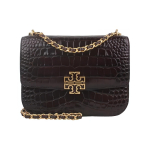Tory Burch Britten Krokodillimustriga Ketiga Topelt-T Logoga Nahast &Otilde;la-Crossbody Kott V&auml;ike Naiste kotid &Scaron;okolaad 141029-206 Basic Set (Bag+Dust Bag)