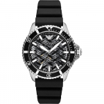 Emporio Armani Diver Must sihver Must silikoonist rihm Meeste automaatne k&auml;ekell AR60062 must
