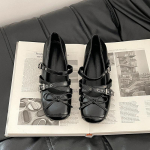 Prantsuse retro disain ruudukujulise ninaga ballet Mary Jane kingad naistele 2025 suvi uus v&auml;ike nahast kingad seelikuga 39 must