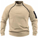 Meeste t&auml;navariietus, s&otilde;jav&auml;e dressipluus, fliisist talvine t&otilde;mblukuga pullover, mood, meeste &uuml;hev&auml;rviline lahtine lambaliha paks jope, meeste riided L khaki