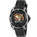 Gucci YA136318 Dive Tikand Tiiger Must sihver Meeste k&auml;ekell 40mm must