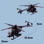 V&auml;ike Lind Helikopter AH-6 MH-6 Lennuki Montaažimudel MOC Ehitusploki M&auml;nguasi S&otilde;jaline Seeria Display-ese Lastekingitus