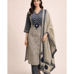 India Pakistani Tugevast Puuvillast Kurta Komplekt Naistele Peoasend Kurti P&uuml;ksid Dupatta Komplekt M-38 gray