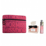 DIOR Miss Fragrance Huulel&auml;ike Proov + Roosa ja Must Moodne Kosmeetikakott Kosmeetikakomplekt Lilleline ja Puuviljane L&otilde;hn Parfum Jasmiin Murakas must