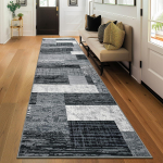 P&otilde;hjamaise Minimalistliku Disainiga Hall Plokk-Jooksva Vaip, Libisemisvastane, Geomeetriline Patchwork Tekstuuriga P&otilde;randamatt, Pestav, Moodne Dekoratiivne Esikuvaip 90cm x130cm
