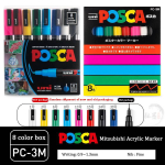 Uni Posca Akr&uuml;&uuml;lmarkerite Komplekt, 5/8/12/16 tk Kunstimarkerid Kivide Maalimiseks Kangaste Graffitiks Kunstnikele K&auml;sit&ouml;&ouml;listele Manga blue