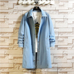 Kevadine meeste teksajakk Meeste lai keskmise pikkusega teksa vabaaja mantel Mehelik allakeeratava kraega trenchcoat Korea mood &uuml;ler&otilde;ivad M