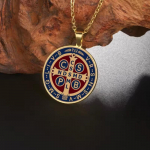 Ripats Vana&otilde;li Tilgutav Preester St. Benedict Moodne mitmev&auml;rviline medaljoniga kaelakee 50CM(Necklace Size)