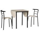 Pikendatav ovaalne laud ja 2 tooli komplekt - Kokkupandava servaga laud - Metall ja MDF - Must ja naturaalne 120 x 60 x 75 cm