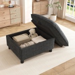 Sofa Taburet Panipaiguga, &Scaron;enill, Polsterdatud Jalatugi Pingiga, 8 cm Jalgadega, Mitmek&uuml;lgne Istmepadi Elutuppa, Magamistuppa, Must, 98x65x48 cm 98 x 65 x 48 cm must