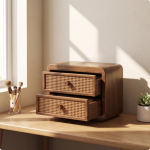 Kosmeetikakapp Puidust meigikorraldaja sahtlitega P&auml;hklipuu viimistlus 2 Layers No Legs beige