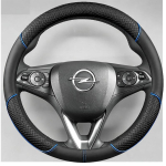 K&auml;sitsi &otilde;mmeldud must nahast auto roolikatte kate Opel Astra Corsa Crossland X ignia Karl Zafira Grandland X 2014- jaoks sinine