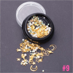 Mix Gold Nail Rivet Star Moon Pearl Rhinestones Disain Punk K&uuml;&uuml;ned Ehted H&otilde;bedane 3D Nail Art Decor 1