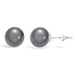 Les Tr&eacute;sors De Lily [F9205] - Boucles argent 'Perla' Gris argent&eacute; (rhodi&eacute;) - 10 mm hall
