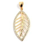 Les Tr&eacute;sors De Lily [L5305] - Pendentif Plaqu&eacute; Or 'Feuille d'Or' blanc dor&eacute; - 30x15 mm kuld