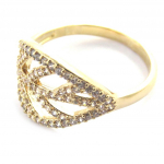 Bague Plaqu&eacute; Or 'Feuille d'Or' blanc dor&eacute; - 18x12 mm 56 kuld